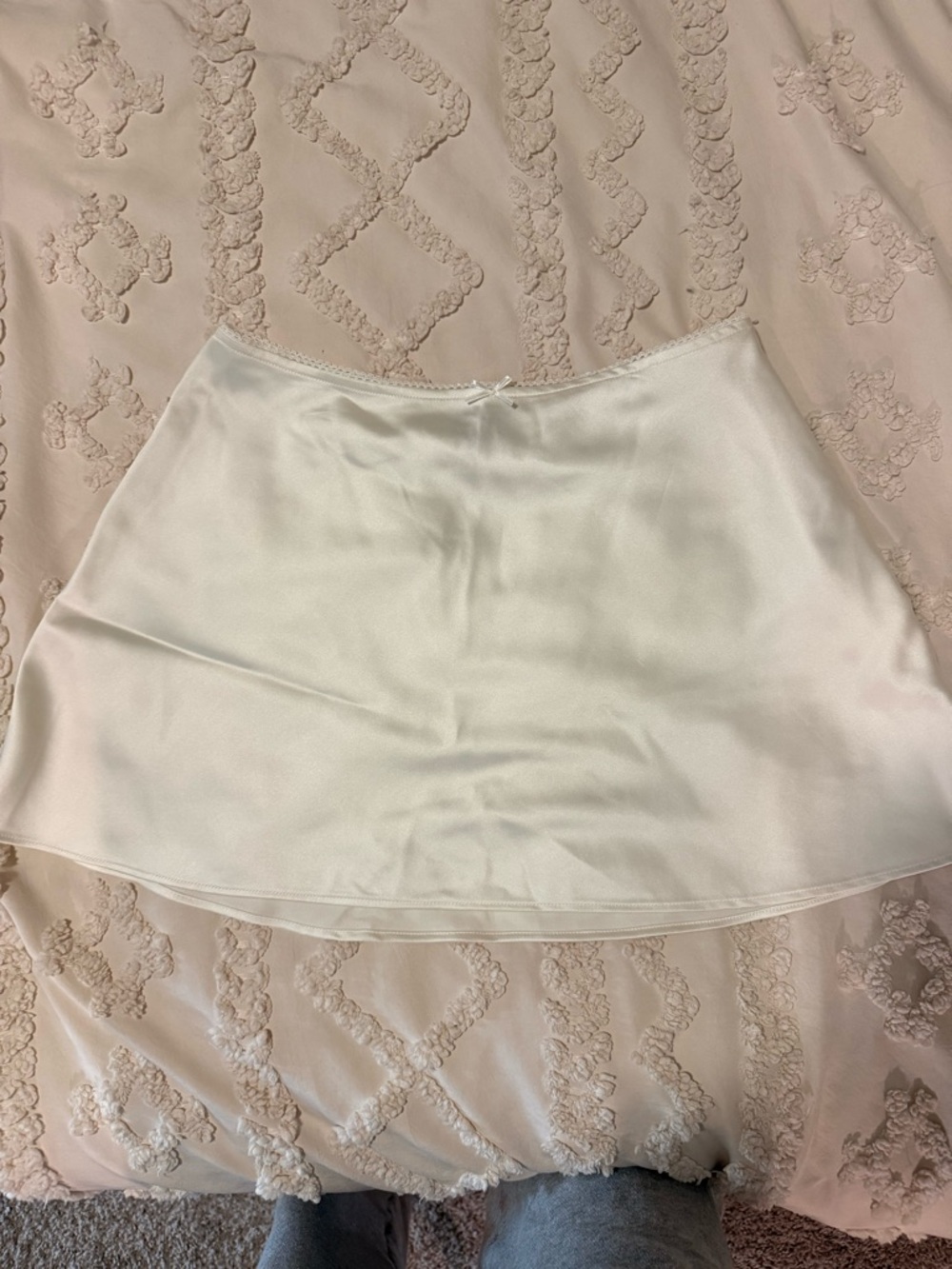 Wild Fable Satin A-Line Mini Skirt in Ivory